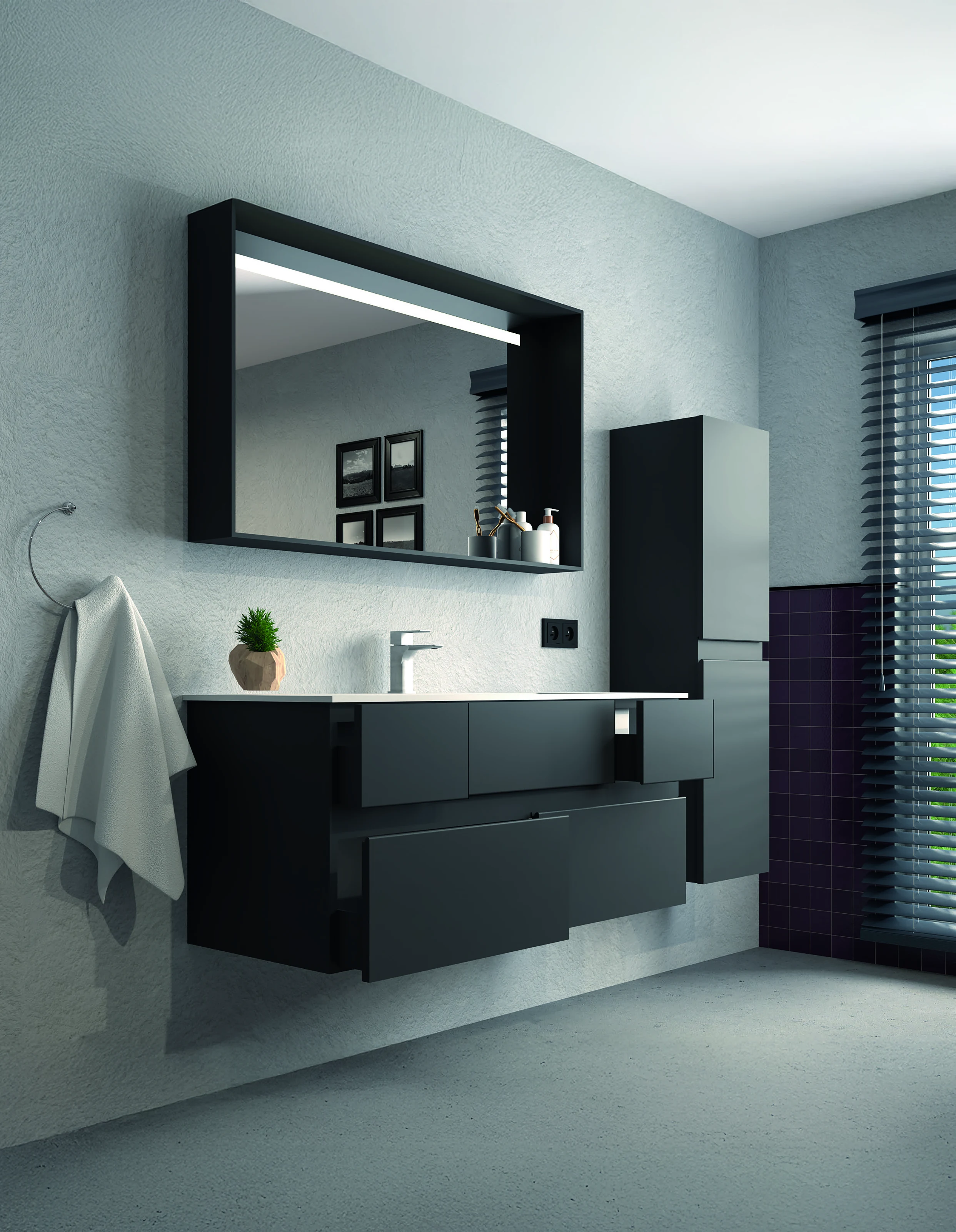 Dipolo 120 antrasit banyo mobilyasının yaşam alanı görünümü
