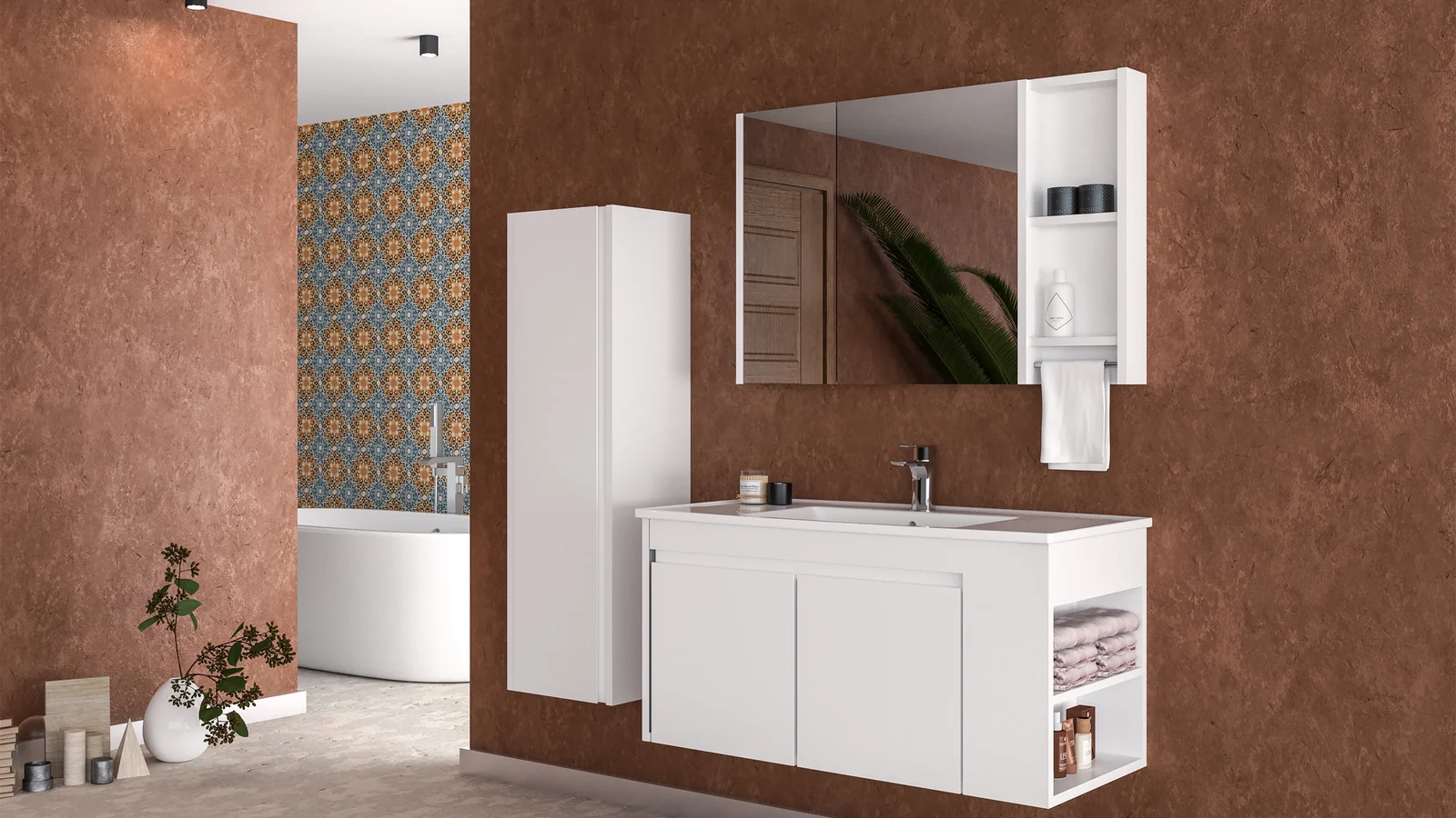 Atlas 100 banyo mobilyasının geniş proje görünümü