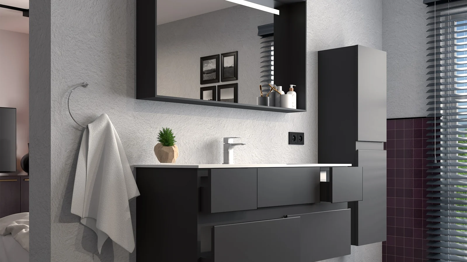 Dipolo banyo mobilyasının modern banyo ortamındaki görünümü